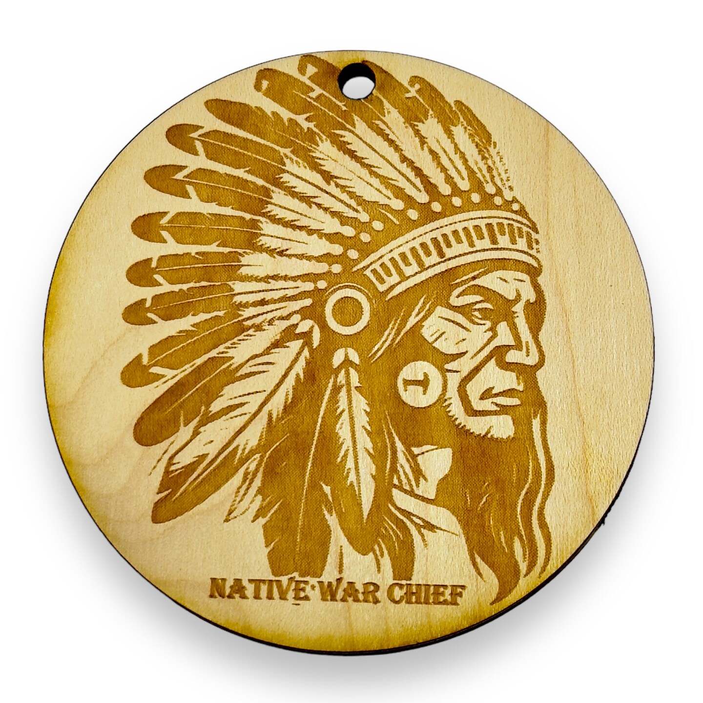 Ornament - Native War Chief Raw Wood Ornament - Native War Chief Raw Wood