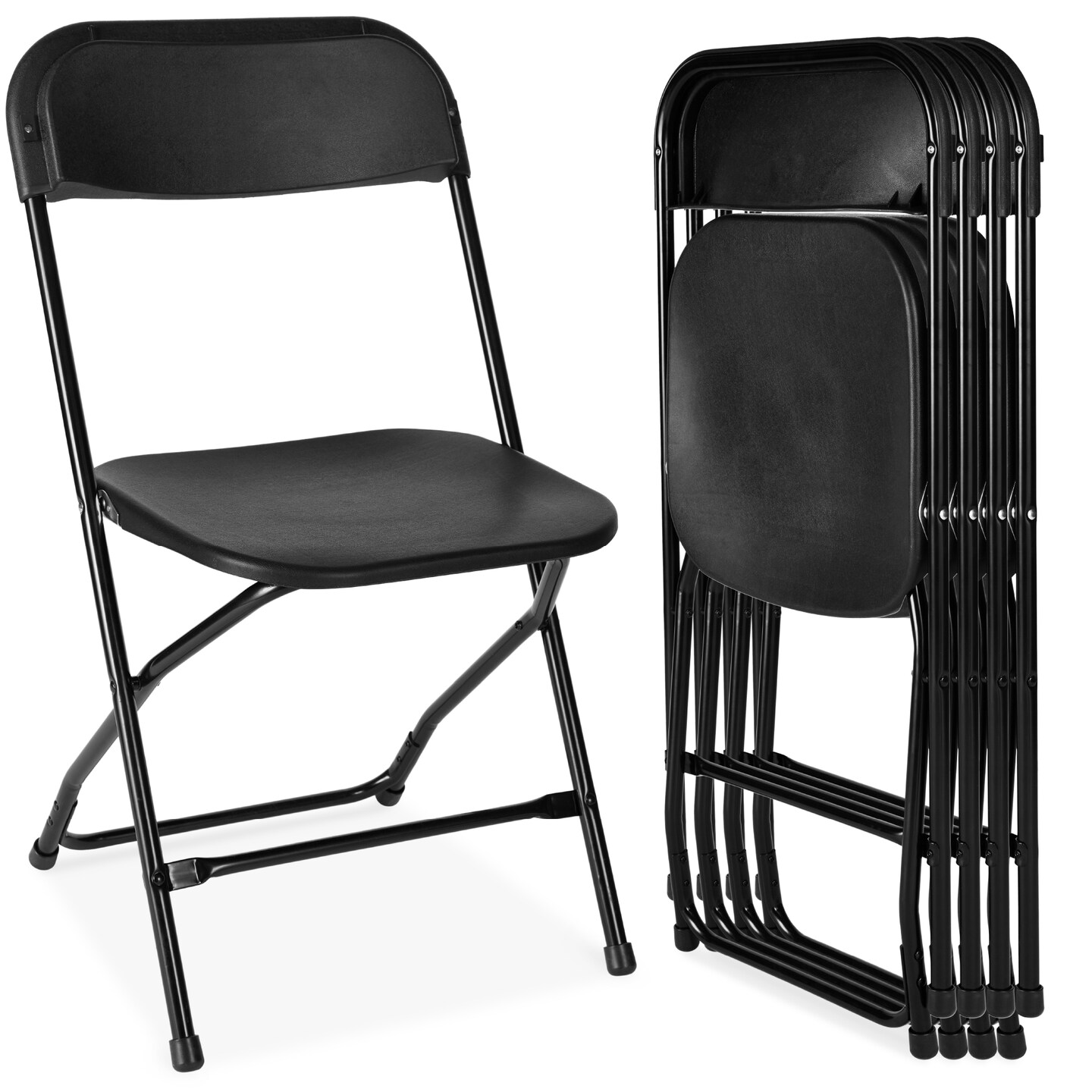 Best Choice Products Set of 4 Folding Stacking Plastic Chairs w/ Non-Slip Feet, 350lb Capacity