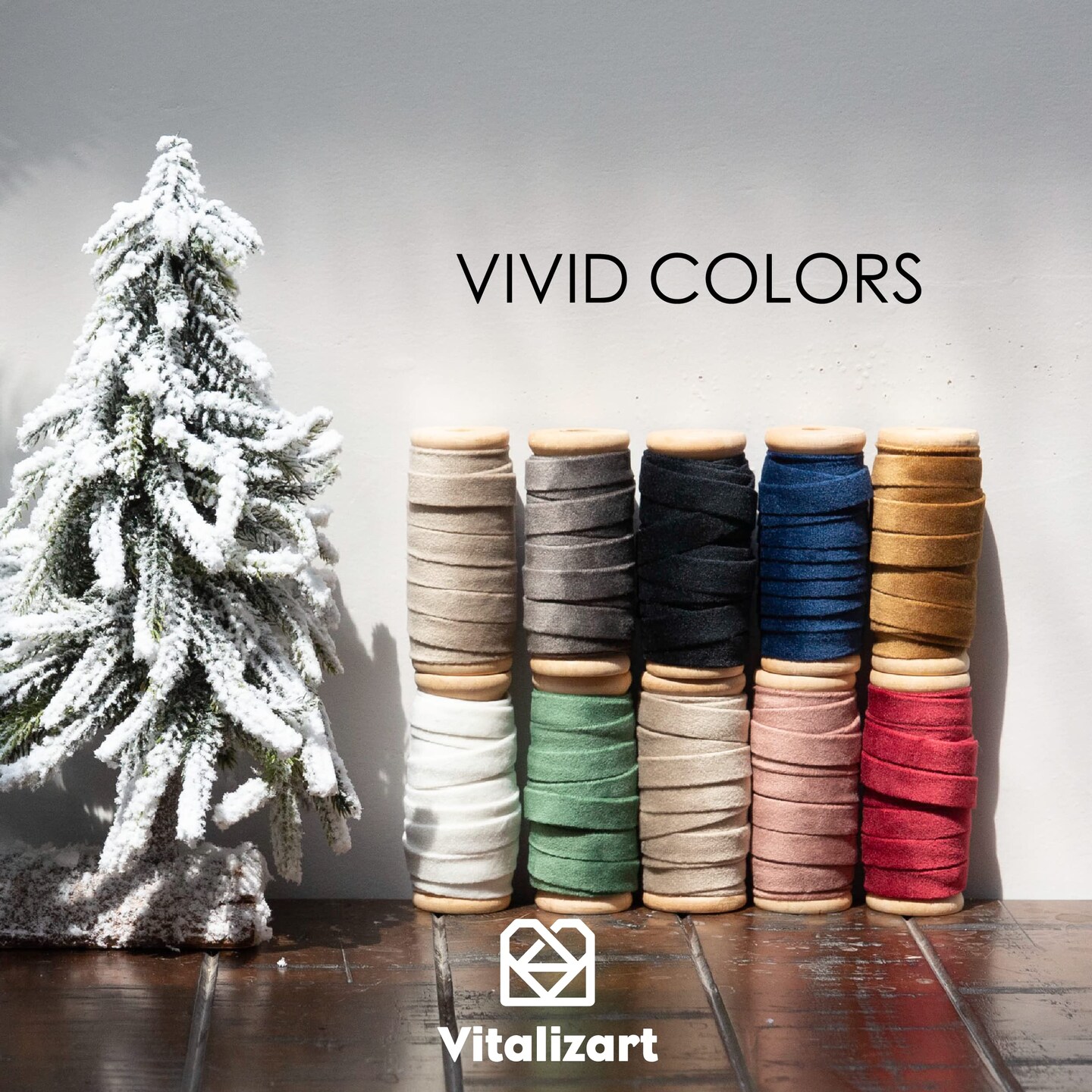 Rose Gold Velvet Ribbon Set 3/8"" x 15Yd Wooden Spool Fabric Trim Eco-Friendly 3 Rolls * 5Yd for Christmas Wreath Decoration Handmade Craft Ornaments Gift Wrapping & Bow Making