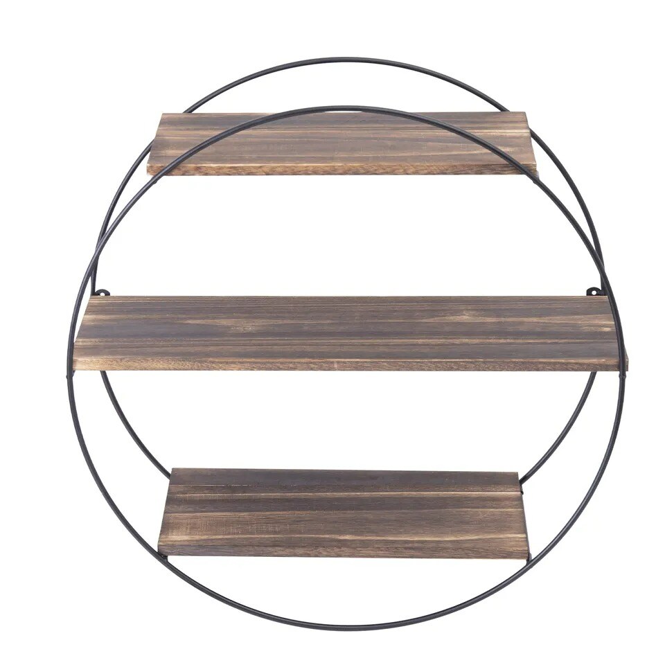20" Multi Teir Industrial Round Floating Shelf Circle Wall Shelf Hanging Display