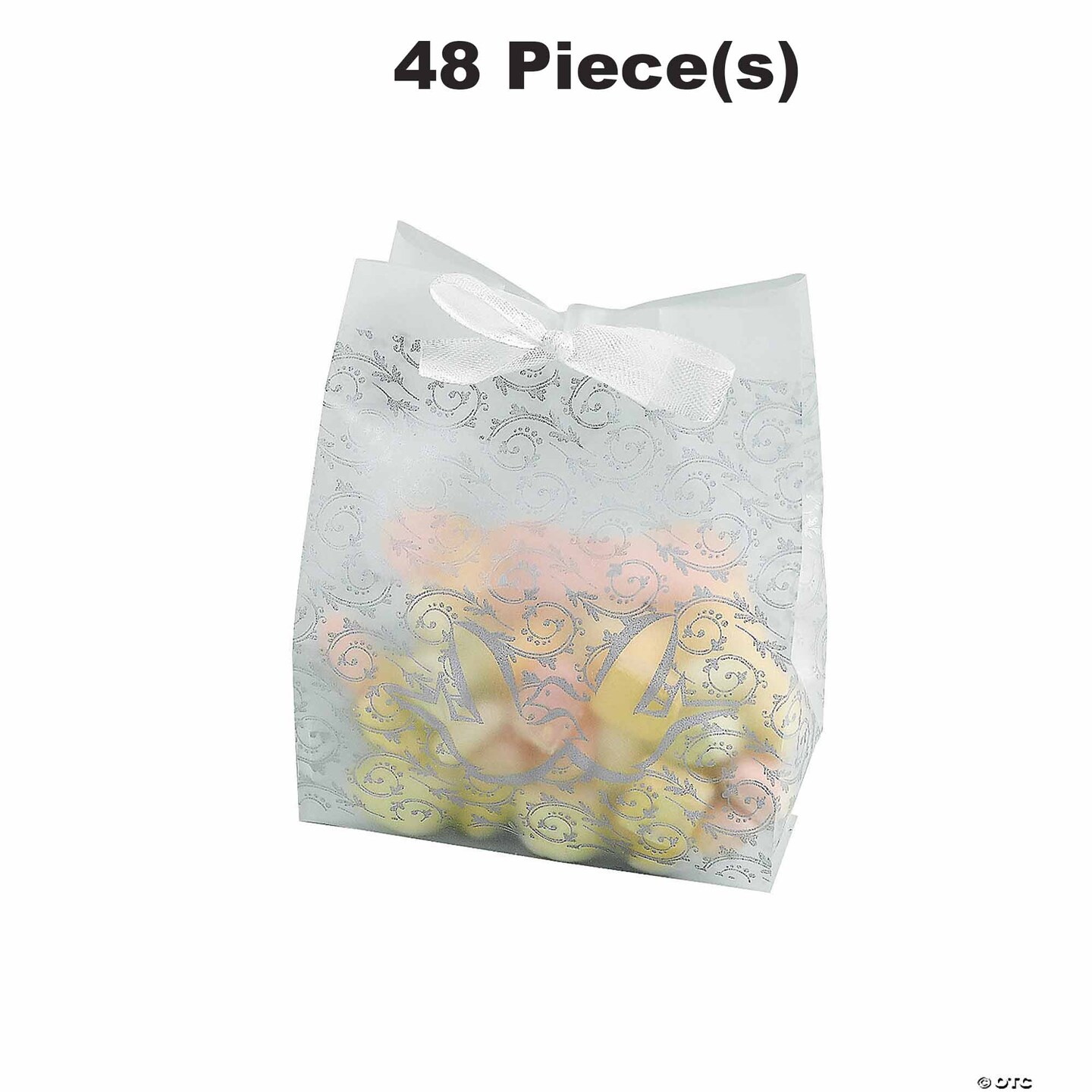 Frosted Silver Wedding Treat Bags Bulk 48 Pc