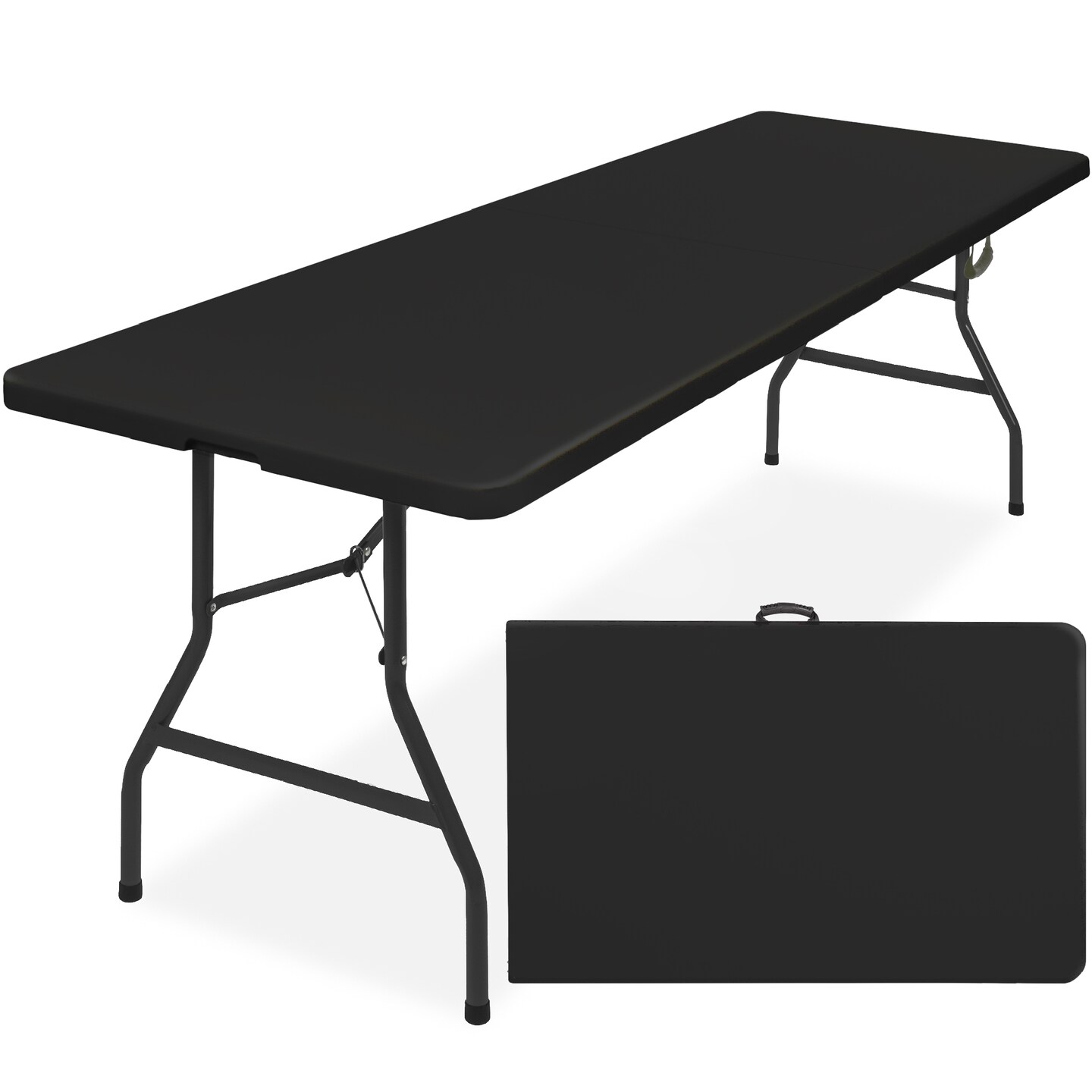 Best Choice Products 8ft Plastic Folding Table, Indoor Outdoor Heavy Duty Portable w/ Handle, Lock for Picnic