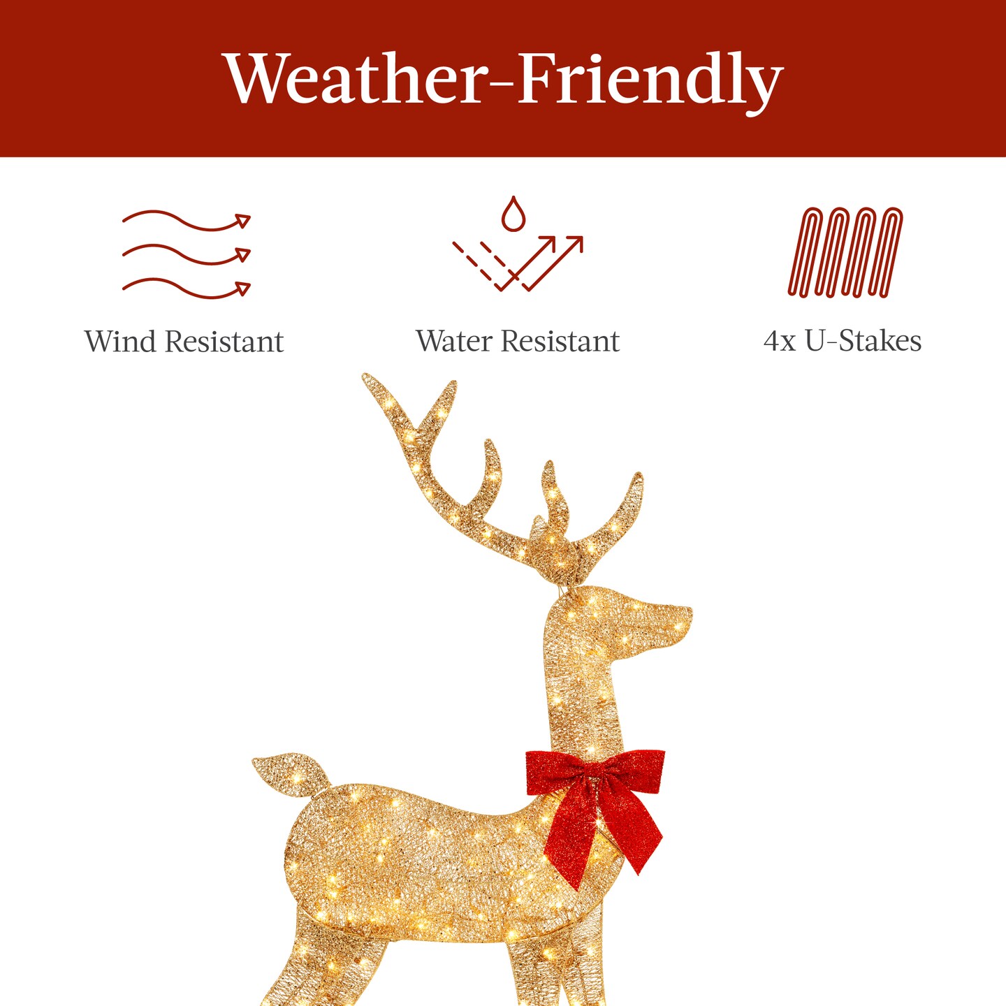 Best Choice Products 5ft Lighted 2D Christmas Buck Outdoor Yard Decoration w/ 105 LED Lights, Stakes