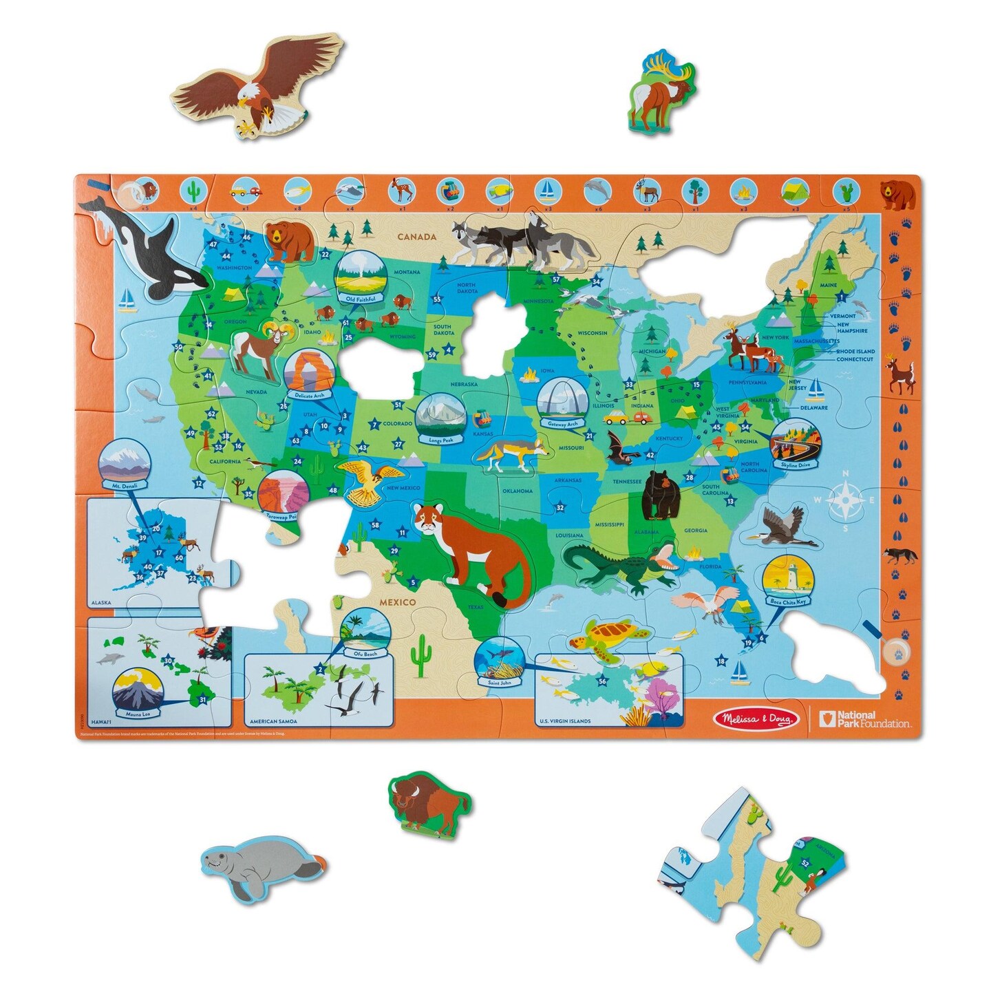 National Parks Floor Puzzle - U.S.A. Park Map