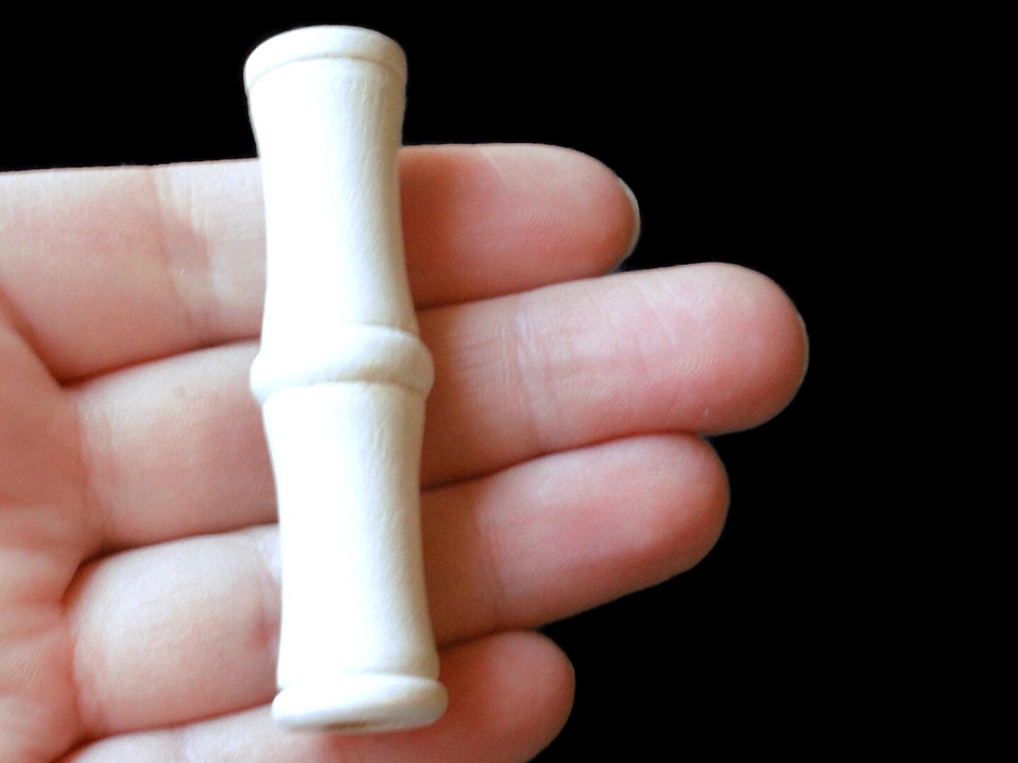 4 61mm Large Hole White Wood Macrame Tube Beads Vintage Wooden Beads