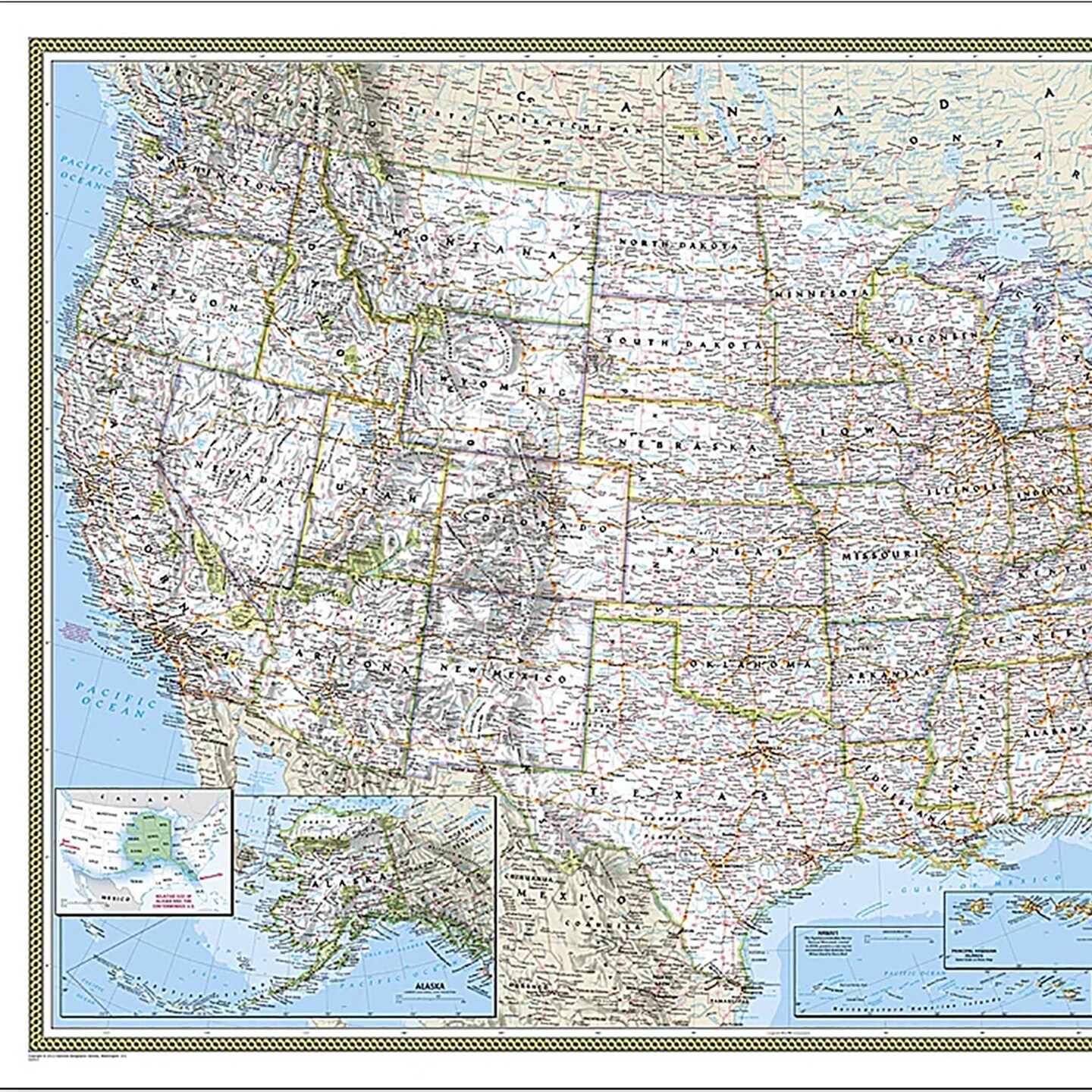United States Classic Map, Laminated, 43.5&#x22; x 30.5&#x22;