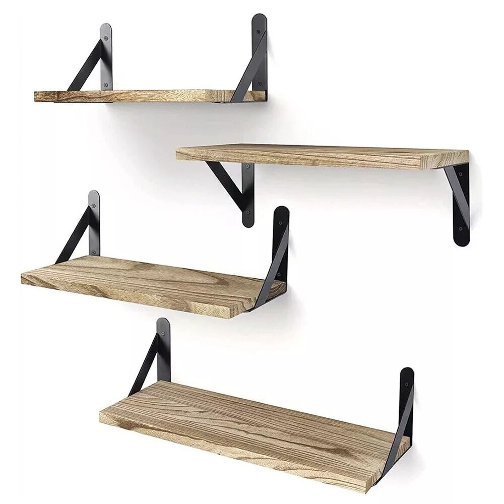 Rustic Wood Floating Shelves Wall Decor Farmhouse Wooden Wall Shelf Pack of 4