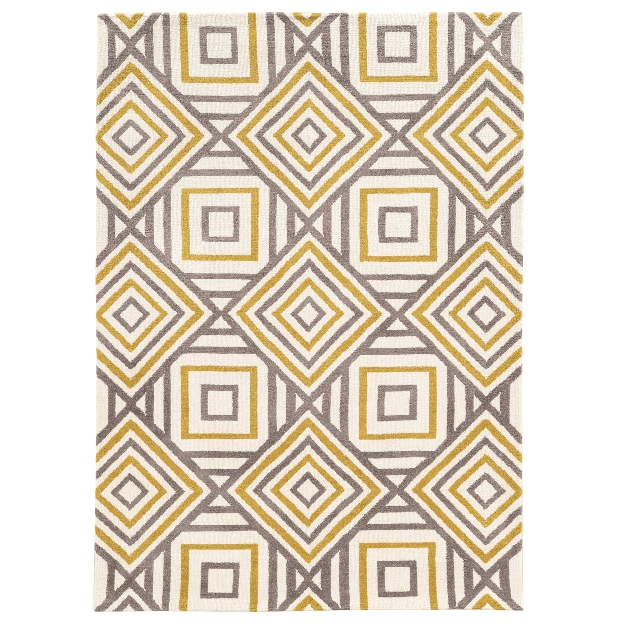 Geo Ranlyn Ivory Rug 8X10 Handtufted Microfiber Geometric Design Soft Feel