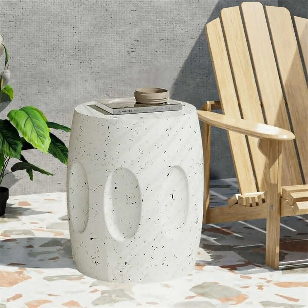 Outdoor Accent Table Side End Table for Patio Backyard Concrete Garden Stool