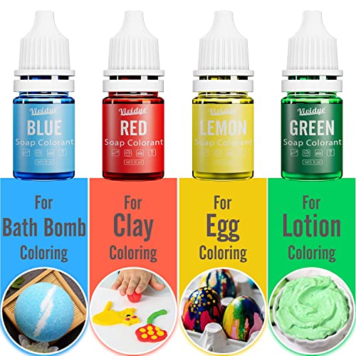 24 Color Food Grade Skin Safe Soap Coloring Bath Bomb Color Dye for DIY Soap Making Supplies - Liquid Concentrated Soap Colorant for Bath Bomb Supplies Kit, Handmade Soaps, DIY Craft