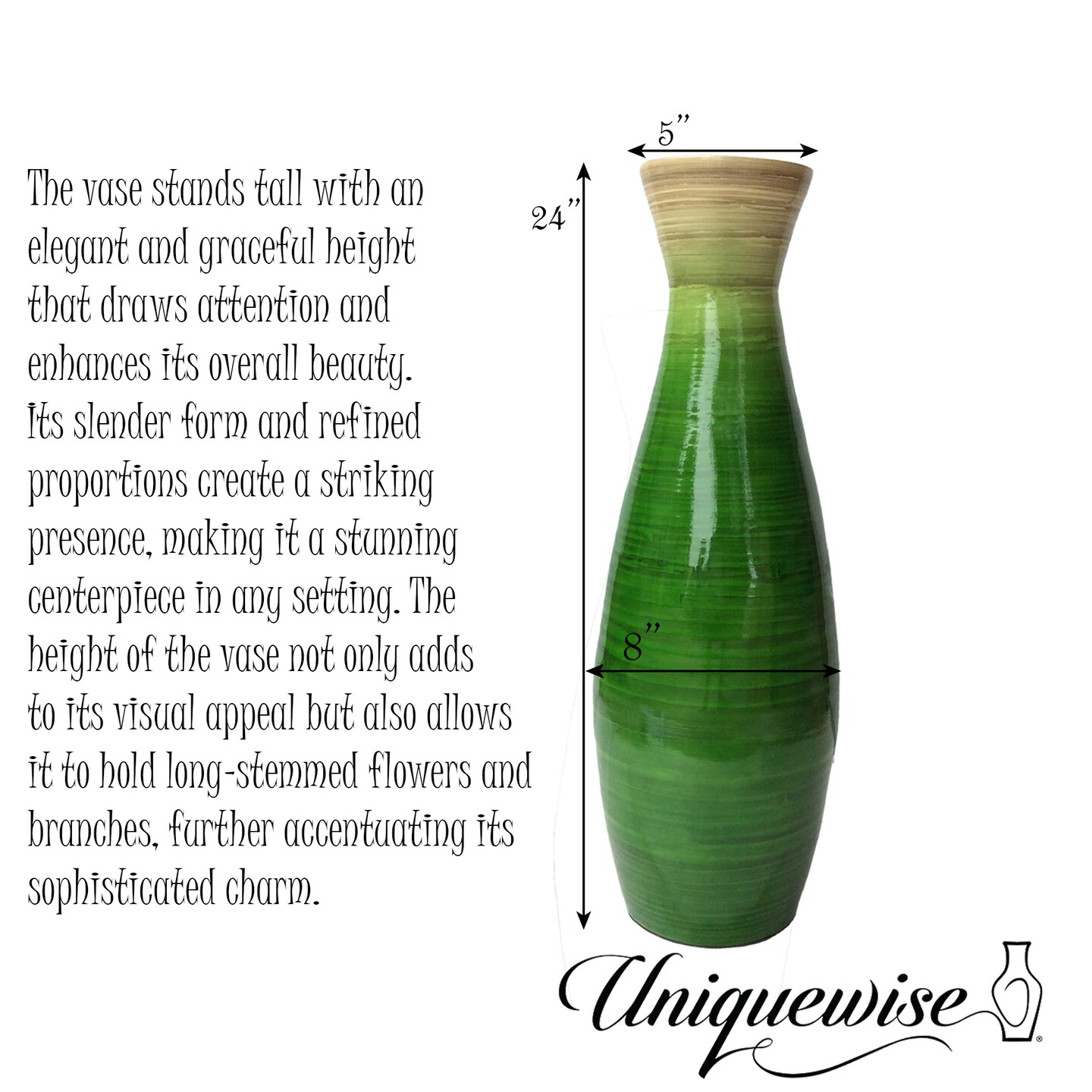 Uniquewise Classic Bamboo Floor Vase Handmade, For Dining, Living Room, Entryway, Fill Up With Dried Branches Or Flowers