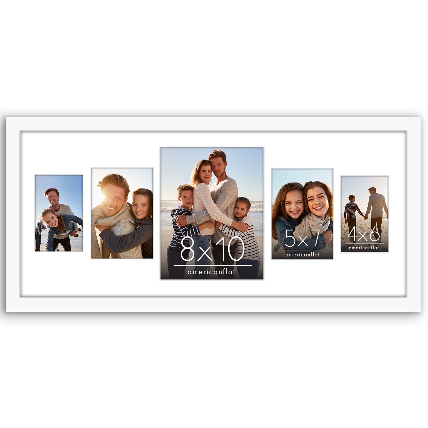 Americanflat 12x28 Collage Picture Frame - Fits One 8x10 Photo, Two 4x6 Photos, and Two 5x7 Photos or One 12x28 Photo