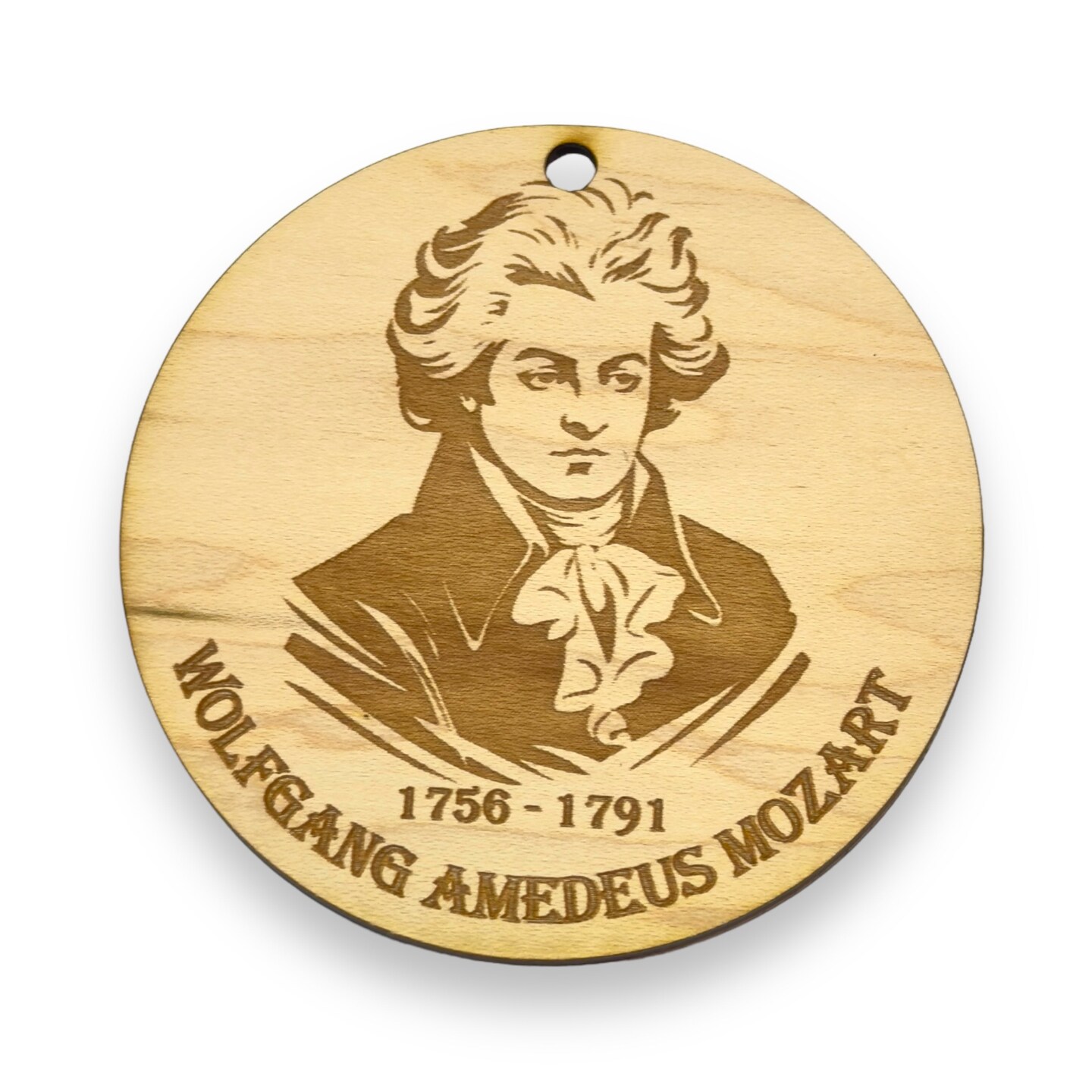 Ornament - Wolfgang Amadeus Mozart Raw Wood Ornament - Wolfgang Amadeus Mozart Raw Wood