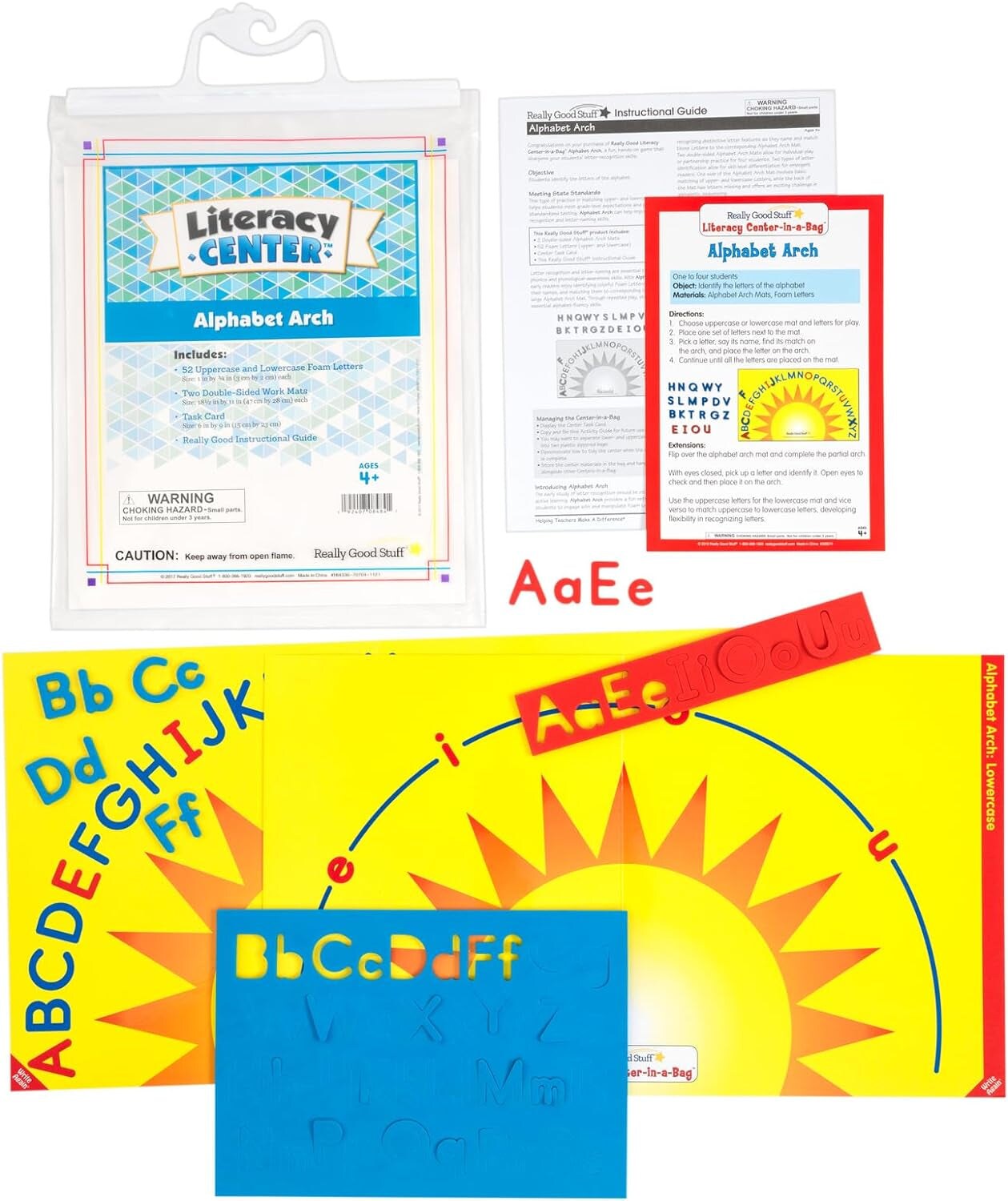Alphabet Arch Literacy Center - Letter Recognition Activity - Includes 2 Play Mats, Foam Letters, Task Card Size 9&#x22; by 6&#x22;, Instructional Guide, and Storage Bag