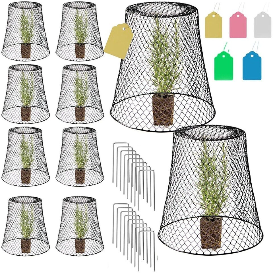 10Pack Chicken Wire Cloches Plant Cover Garden Plant Protector Cover with Labell