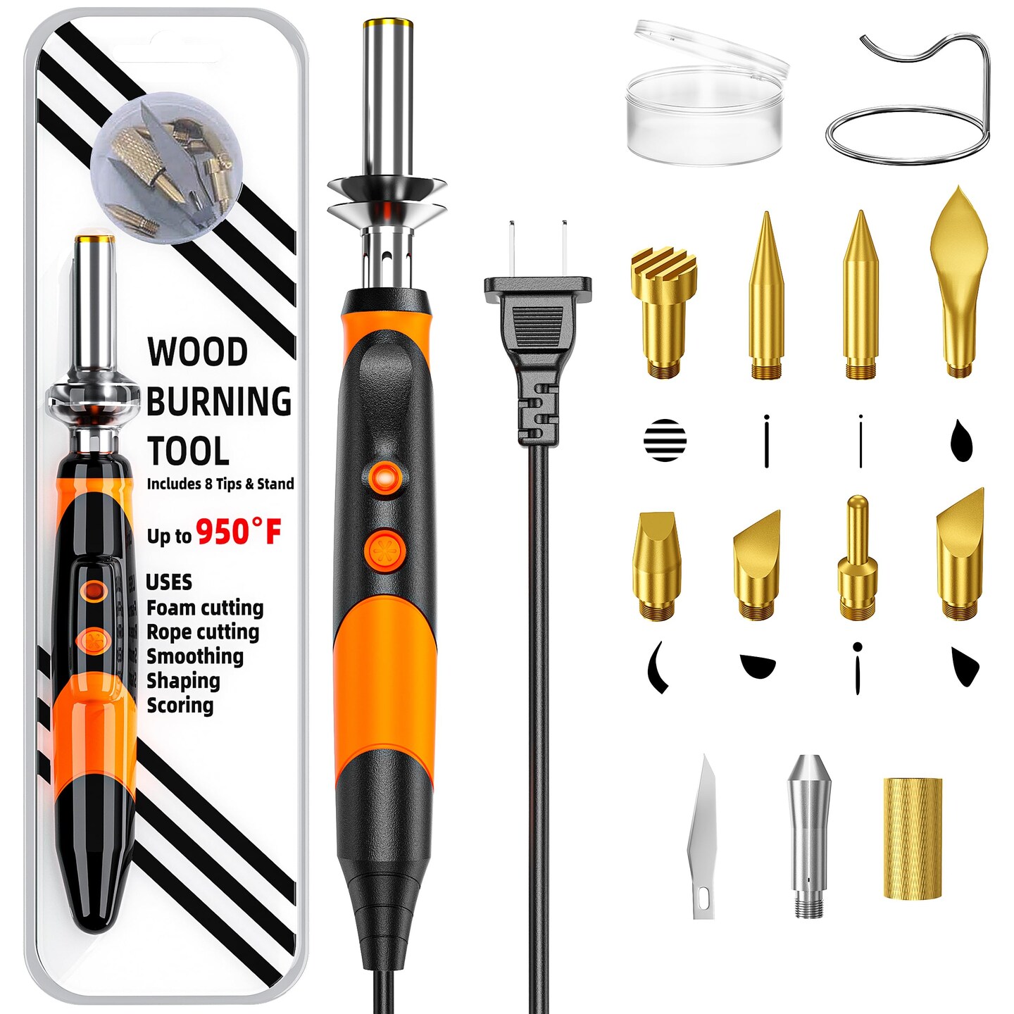 Wood Burning kit, Professional WoodBurning Pen Tool, DIY Creative Tools,Wood Burner for Embossing/Carving/Pyrography&#xFF0C;Suitable for Beginners,Adults (orange)