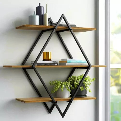 Rustic Wood Floating Shelves Decorative Wall Shelf Bathroom Kitchen Office Room