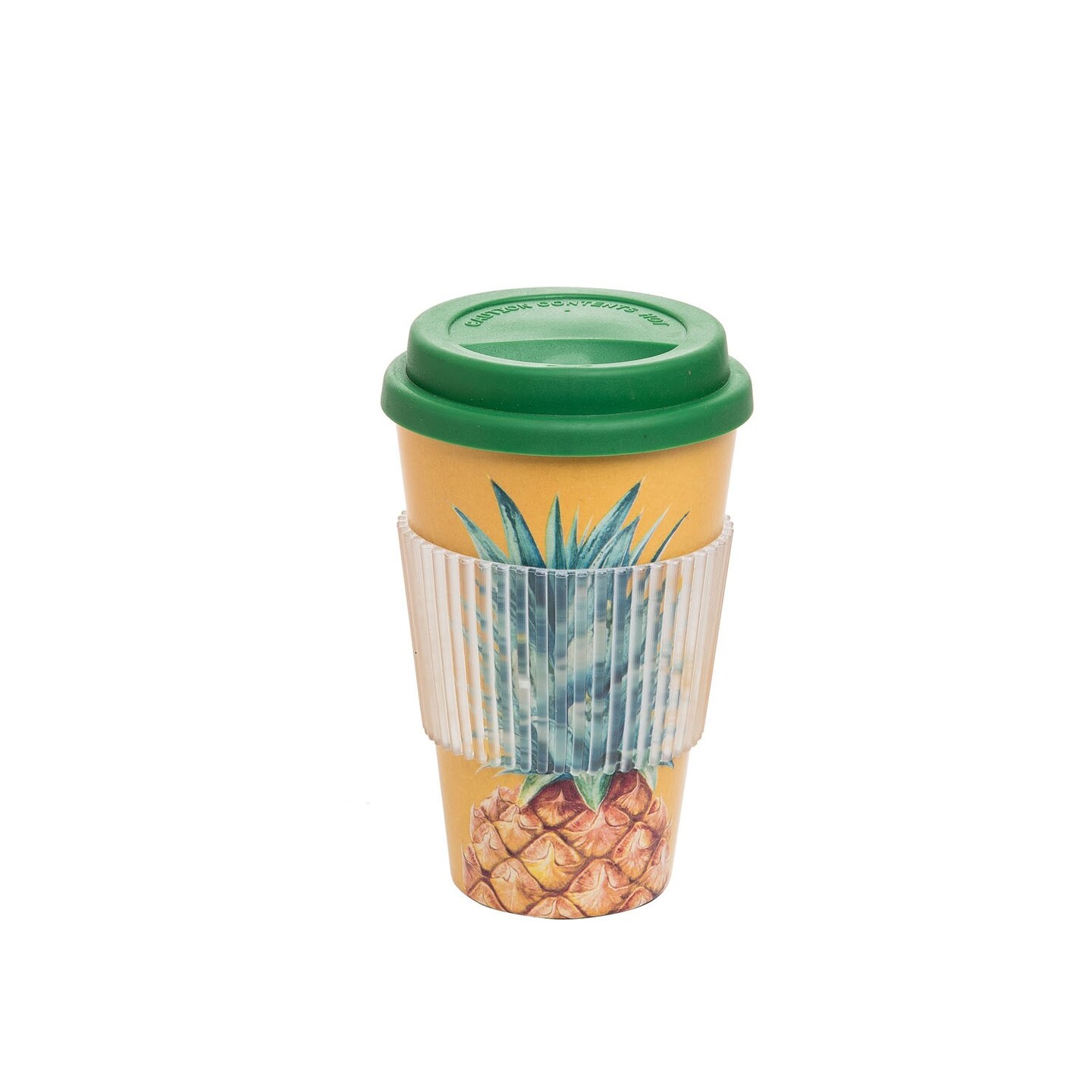 Pretty Pineapples Travel Coffee Cup Plastic To Go Travel Mug Tropical Beach 3.35 x 3.35 x 5.12