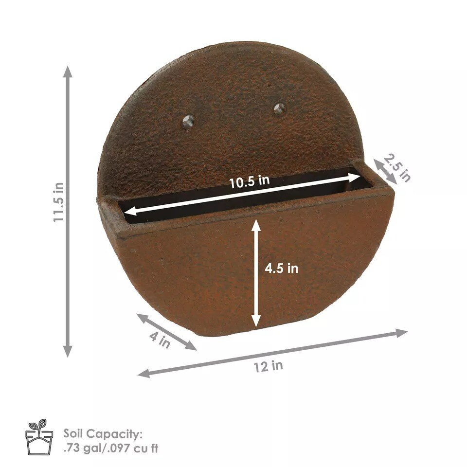 12 in Round Wall-Mounted Outdoor Planter - Dark Brown - Set of 2