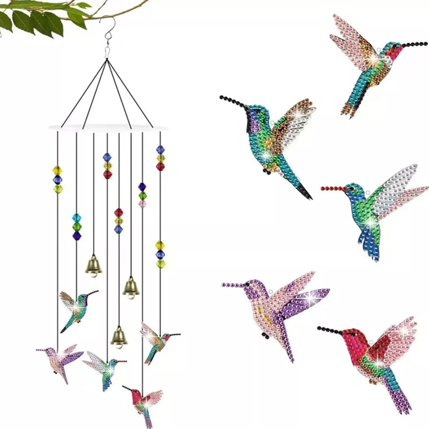 Hummingbird Diamond Painting Wind Chime Home Garden Window Decor Hanging Kit