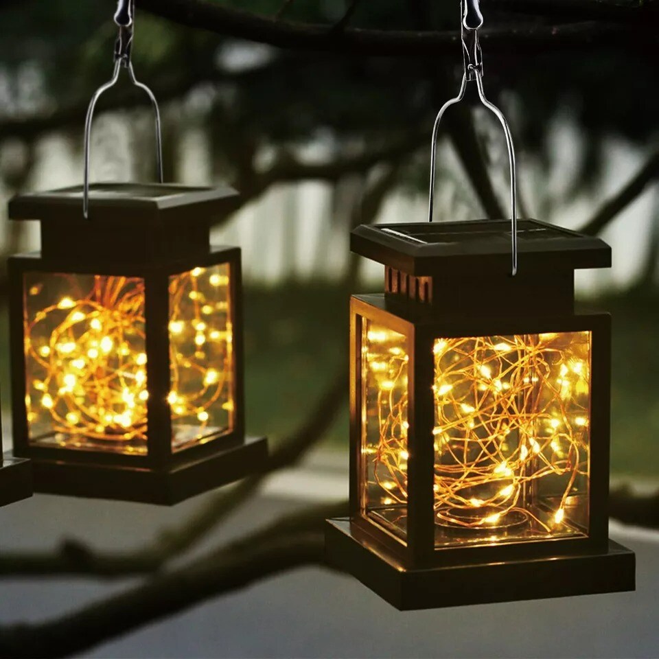 Solar Light Waterproof LED Hanging Landscape Lamp Dusk Dawn Yard Decor Outdoor