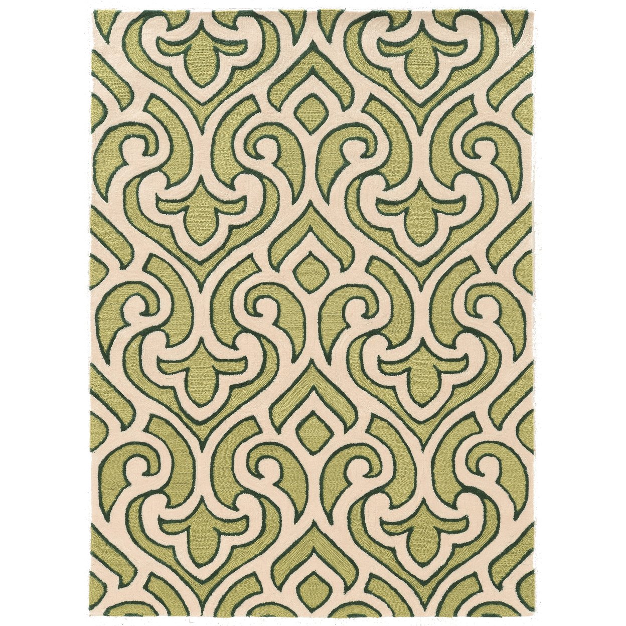 Trio Marple Ivory Green Area Rug 8X10 Transitional Contemporary Design