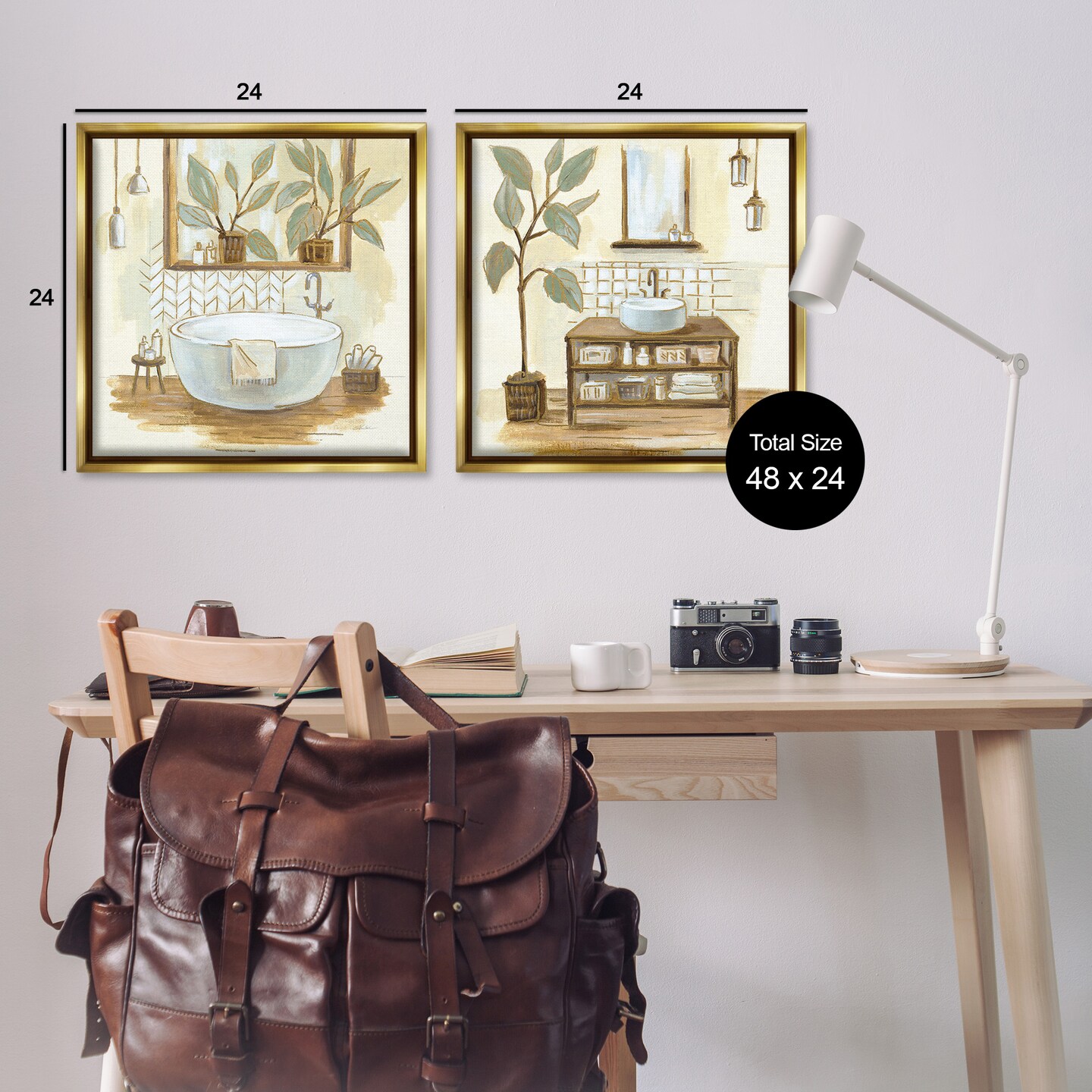 Stupell Industries Sage Green Bathroom Interiors Framed Floater Canvas Wall Art