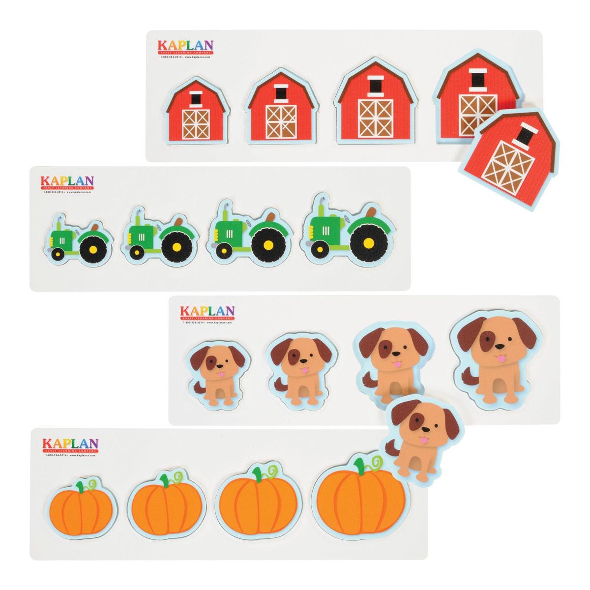 Kaplan Early Learning Company Size and Sequence Farm Puzzles - Set of 4