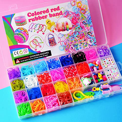 Rubber Band Bracelet Kit, Loom Bracelet Making Kit, Rubber Bands Refill Loom Set, Rubber Bands for Bracelets Making Kit, Loom Bands Kit for Kids Weaving DIY Crafting Gift