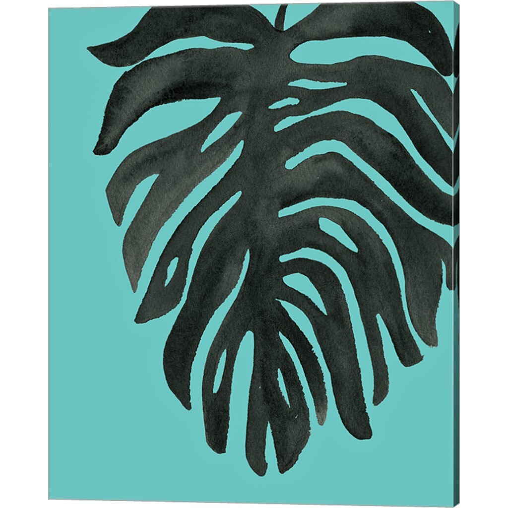 Tropical Palm II BW Turquoise by Wild Apple Portfolio 16" x 20" Canvas Wall Art