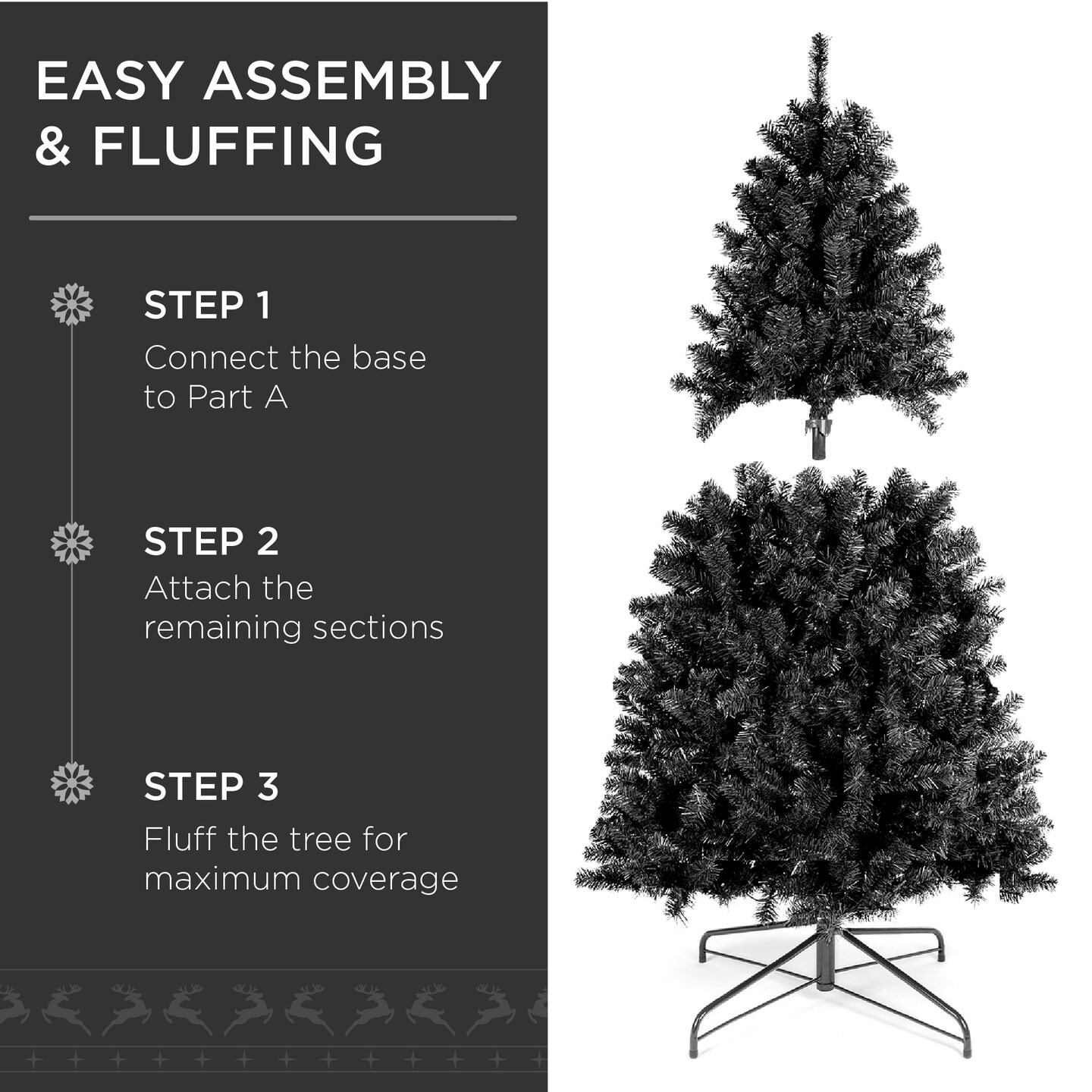 Best Choice Products Artificial Full Black Christmas Tree Holiday Decoration