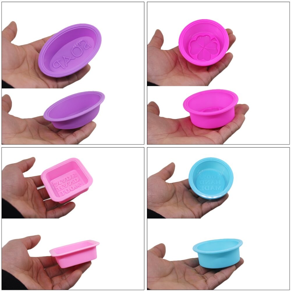 20 Pieces Silicone Soap Making Molds, Square Round Oval Shaped, FineGood Soft Cupcake Muffin Baking Pan for DIY Homemade Craft, Food Grade - Pink, Blue, Rose Red, Purple