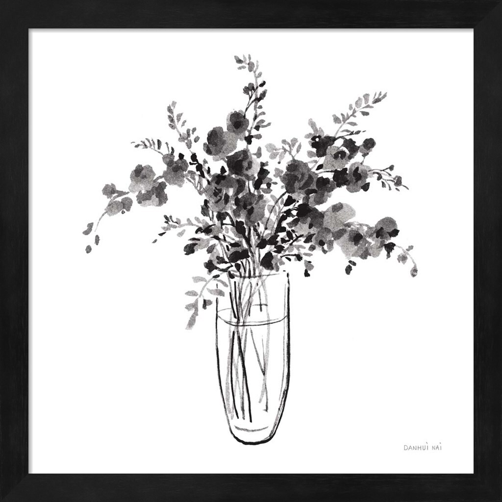 Garden Cuttings I Black by Danhui Nai 13" x 13" Framed Wall Art