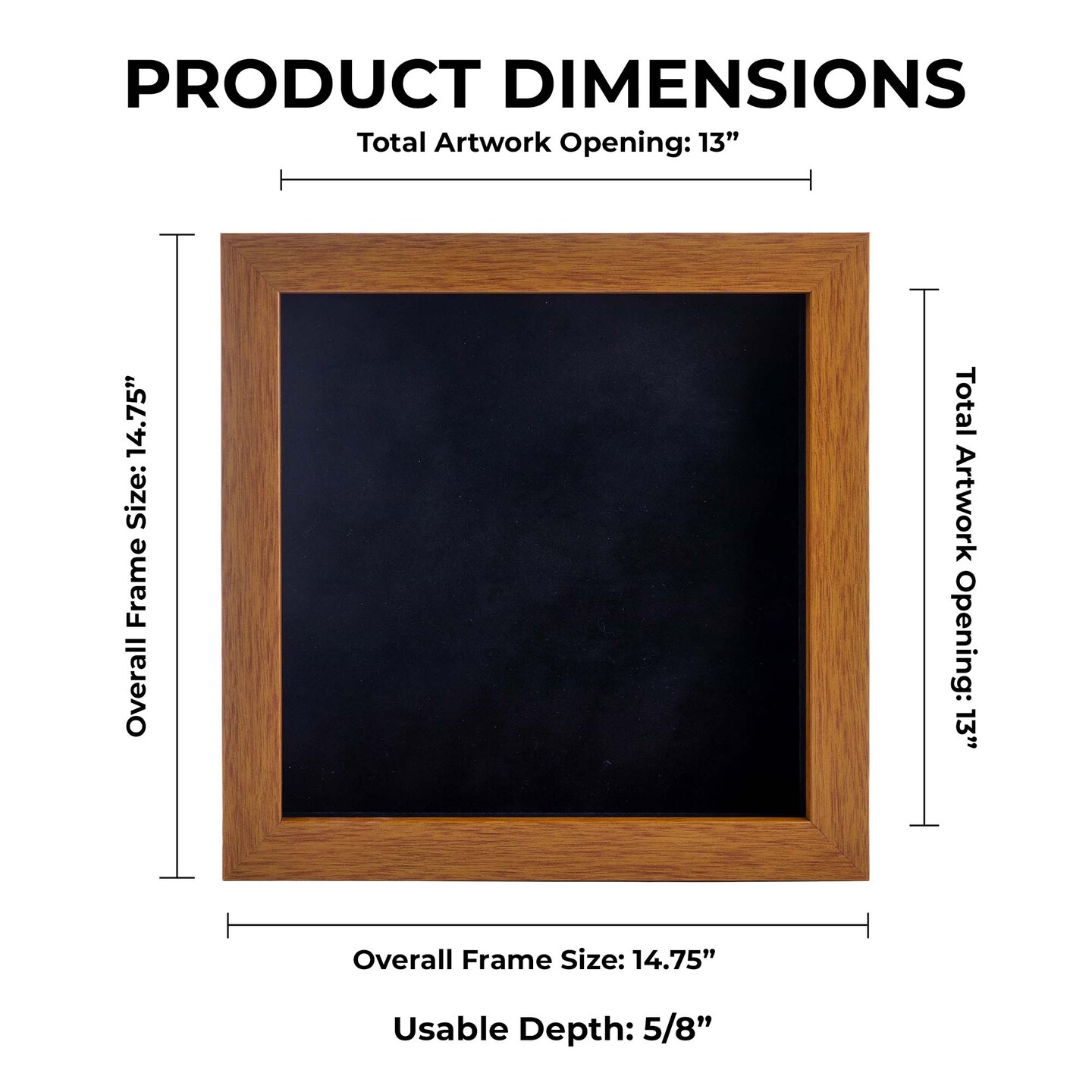 Warm Honey Brown Wood Shadow Box Frame with Acrylic Front - Black Suede Backing, 30 Sizes