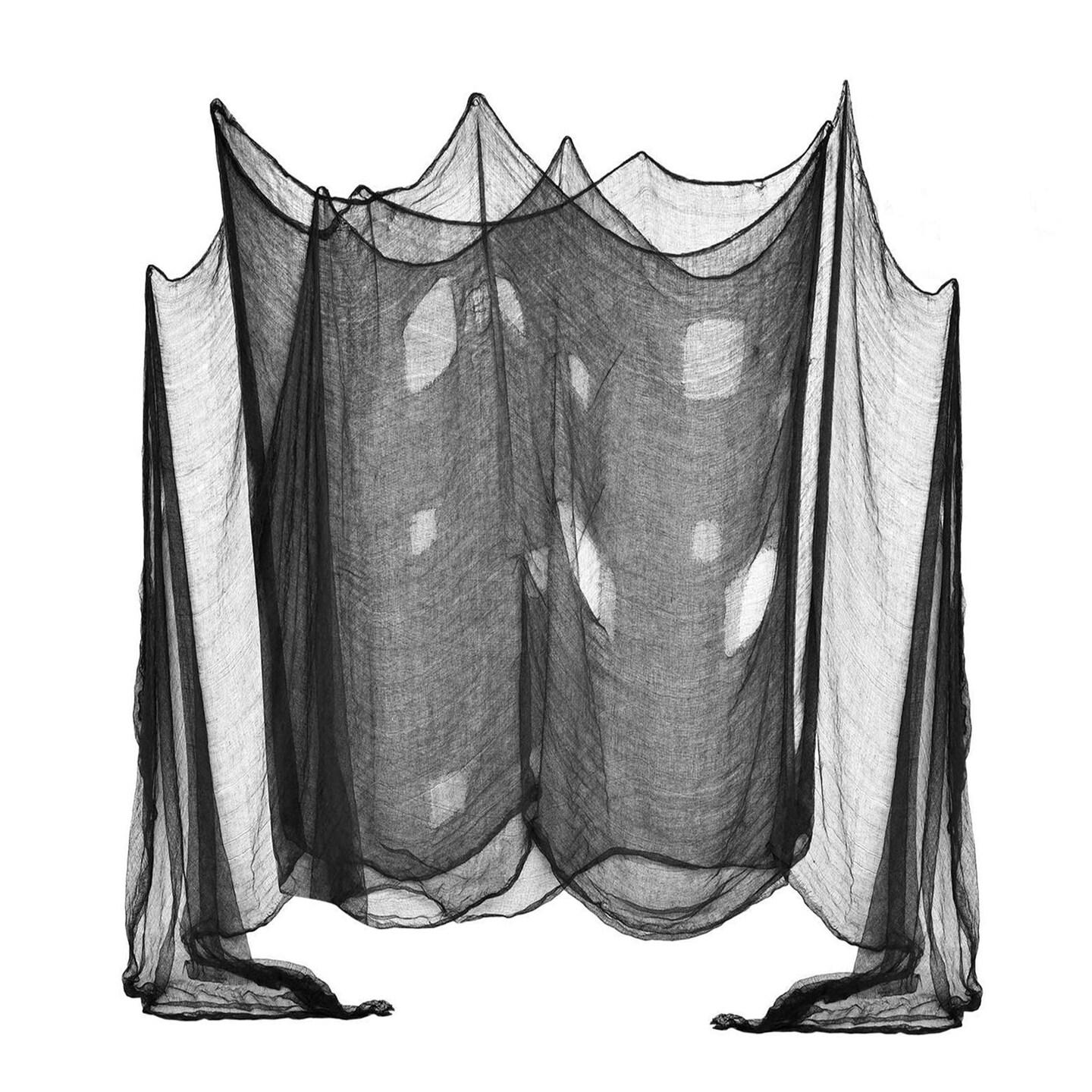 48 x 240 inc  Halloween Creepy Cloth, Spooky Giant Cheese Cloth Tapestry for Halloween Party Supplies Decorations Outdoor Yard Home Wall Decor, Black