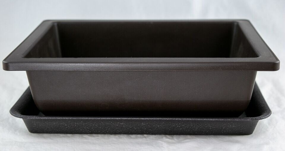 Rectangular Plastic Bonsai Training Pot + Tray Set 10"x 7.5"x 3" - Dark Brown