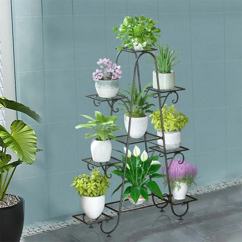 Heavy Duty Plant Stand Flower Pot Holder Corner Rack Metal Shelf Indoor Outdoor
