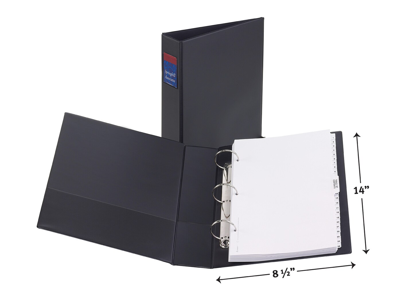 Avery Legal-Size Durable 3 Ring Binder, 2" Round Rings, Holds 8.5" x 14" Paper, Label Holder, 1 Black Binder (06401)
