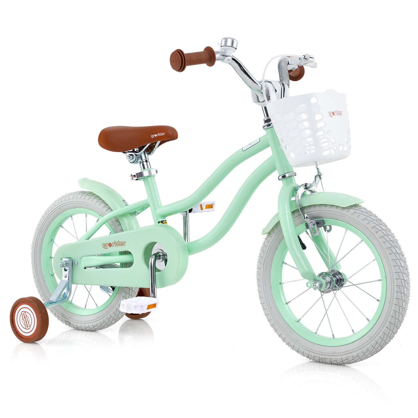 Costway 14&#x27;&#x27; Kid&#x27;s Bike with Removable Training Wheels &#x26; Basket for 3-5 Years Old Pink/Blue/Green/Beige/Purple/Light Blue