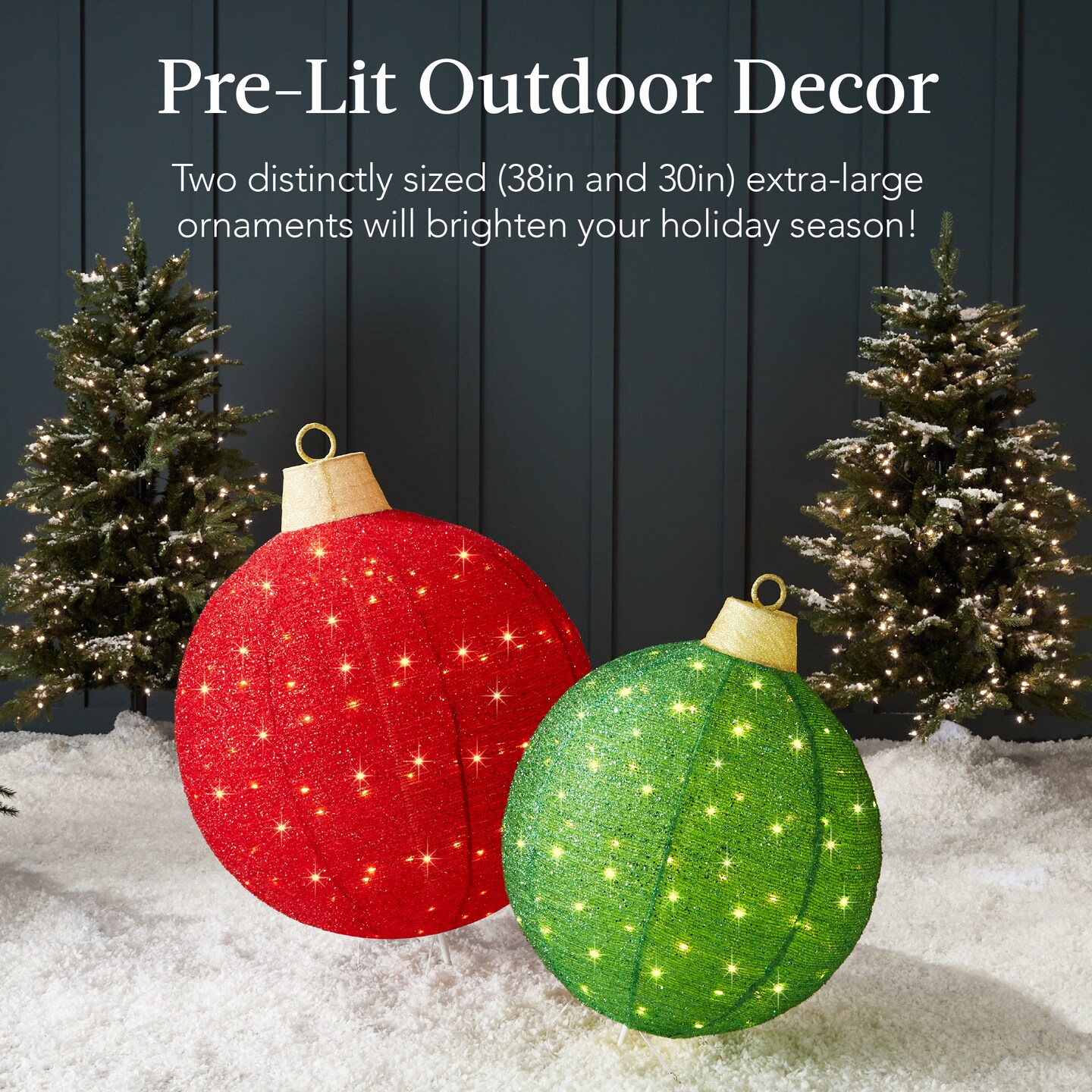 Best Choice Products 2pc Large Outdoor Christmas Ornament Set, Lighted Pop-Up Ball Holiday D&#xE9;cor