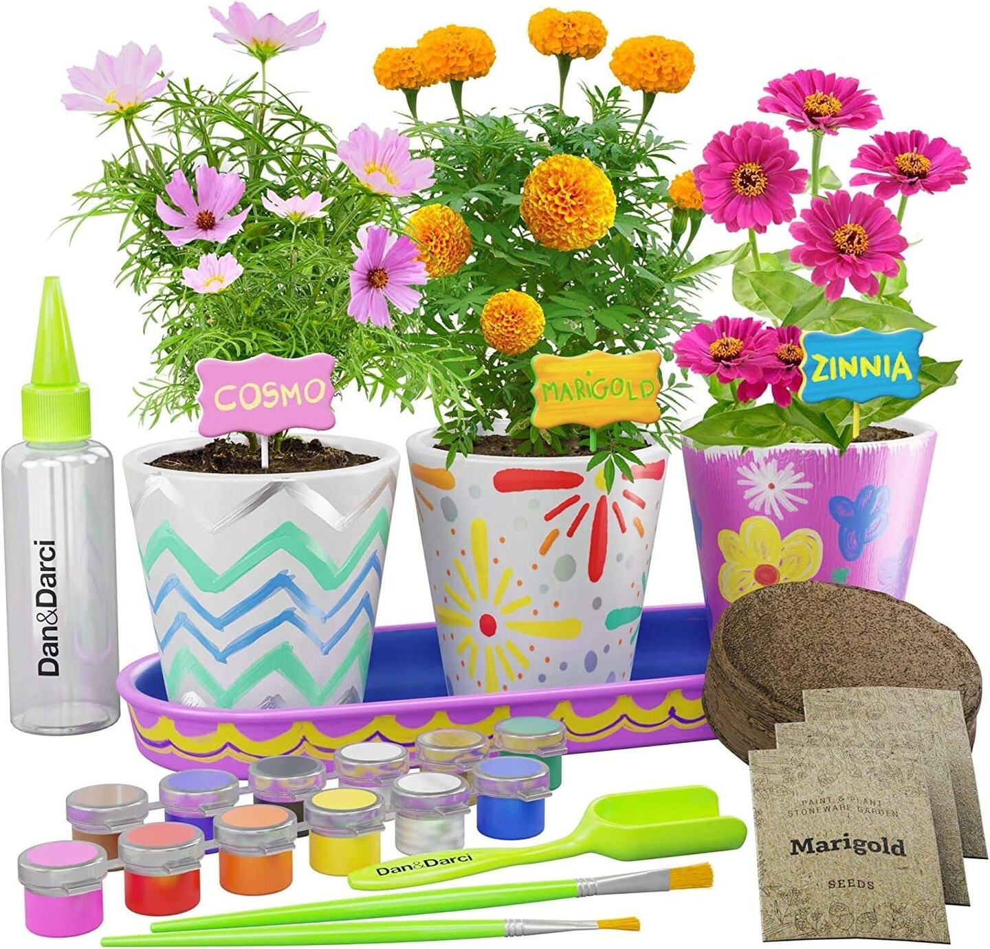 Paint &#x26; Plant Stoneware Flower Gardening Kit - Easter Gifts for Girls &#x26; Boys Ages 6-12 - Kids Arts &#x26; Crafts Project Birthday Gift, STEM Activity for Age 6, 7, 8, 9, 10, 11 &#x26; 12 Year Old Girl