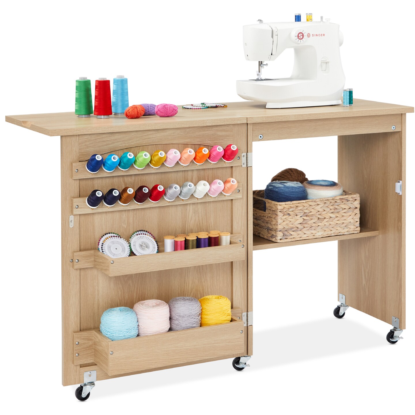 Best Choice Products Sewing Machine Table & Desk w/ Craft Storage and Trays