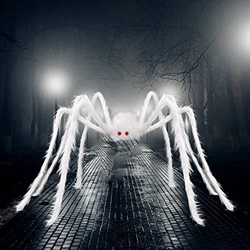 59'' Giant Halloween Hairy Spider,Realistic Scary White Spider Props Decoration for Indoor and Outdoor Decoration