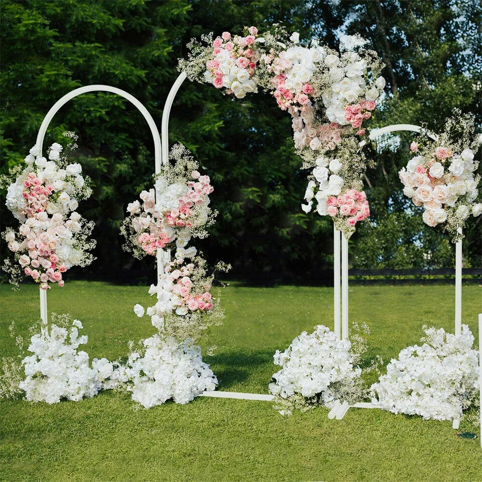 Metal Wedding Arch Backdrop Stand Wedding Arch Frame Set of 3 for Wedding Party