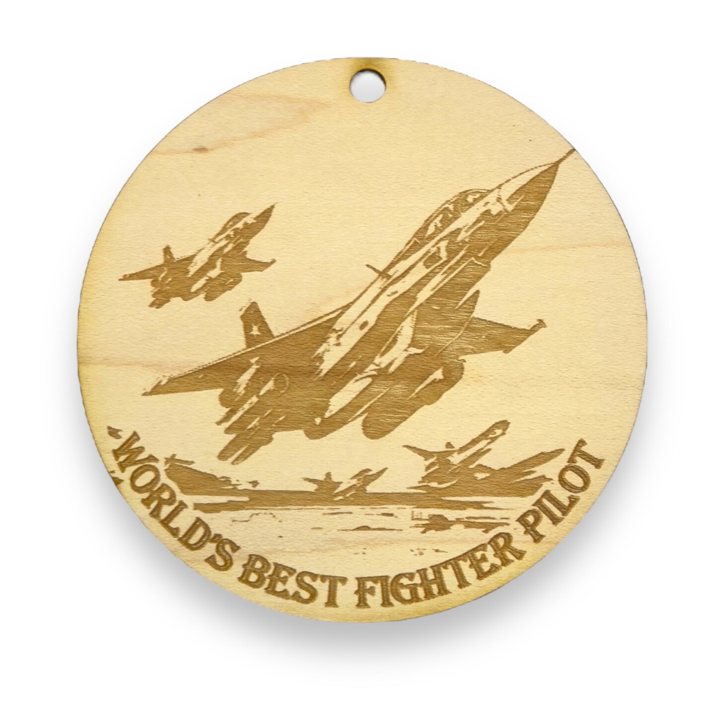 Ornament - Worlds Best Fighter Pilot Raw Wood Ornament - Worlds Best Fighter Pilot Raw Wood