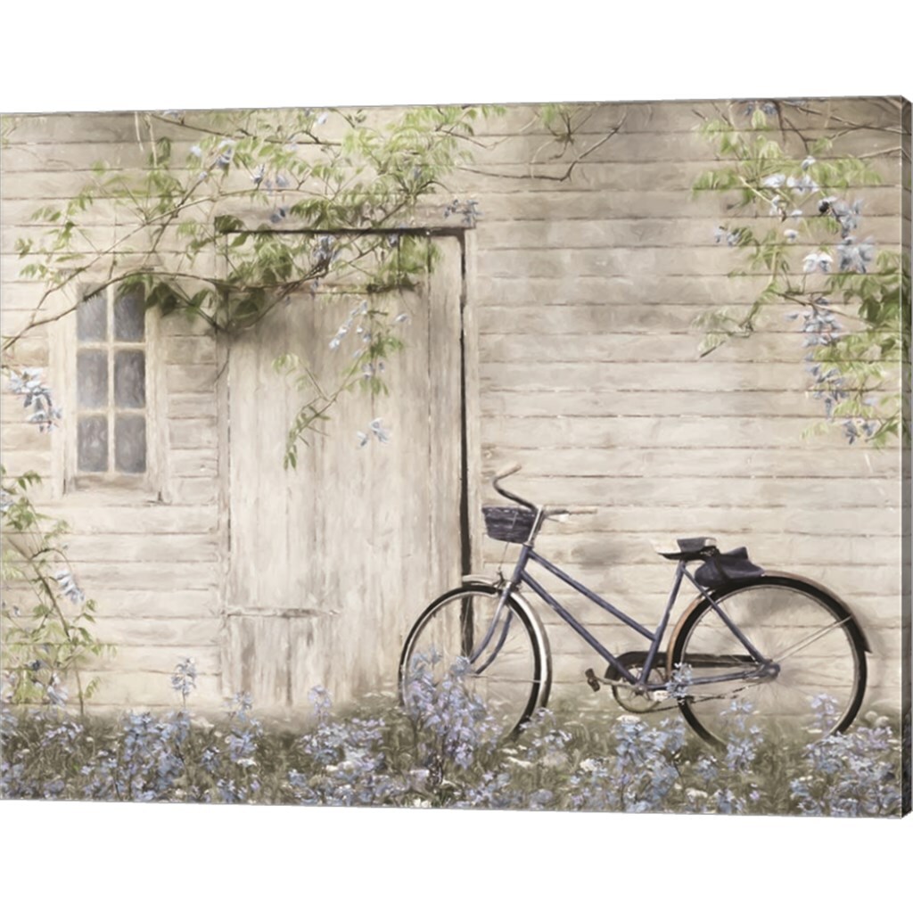 Blue Bike at Barn by Lori Deiter 20&#x22; x 16&#x22; Canvas Wall Art