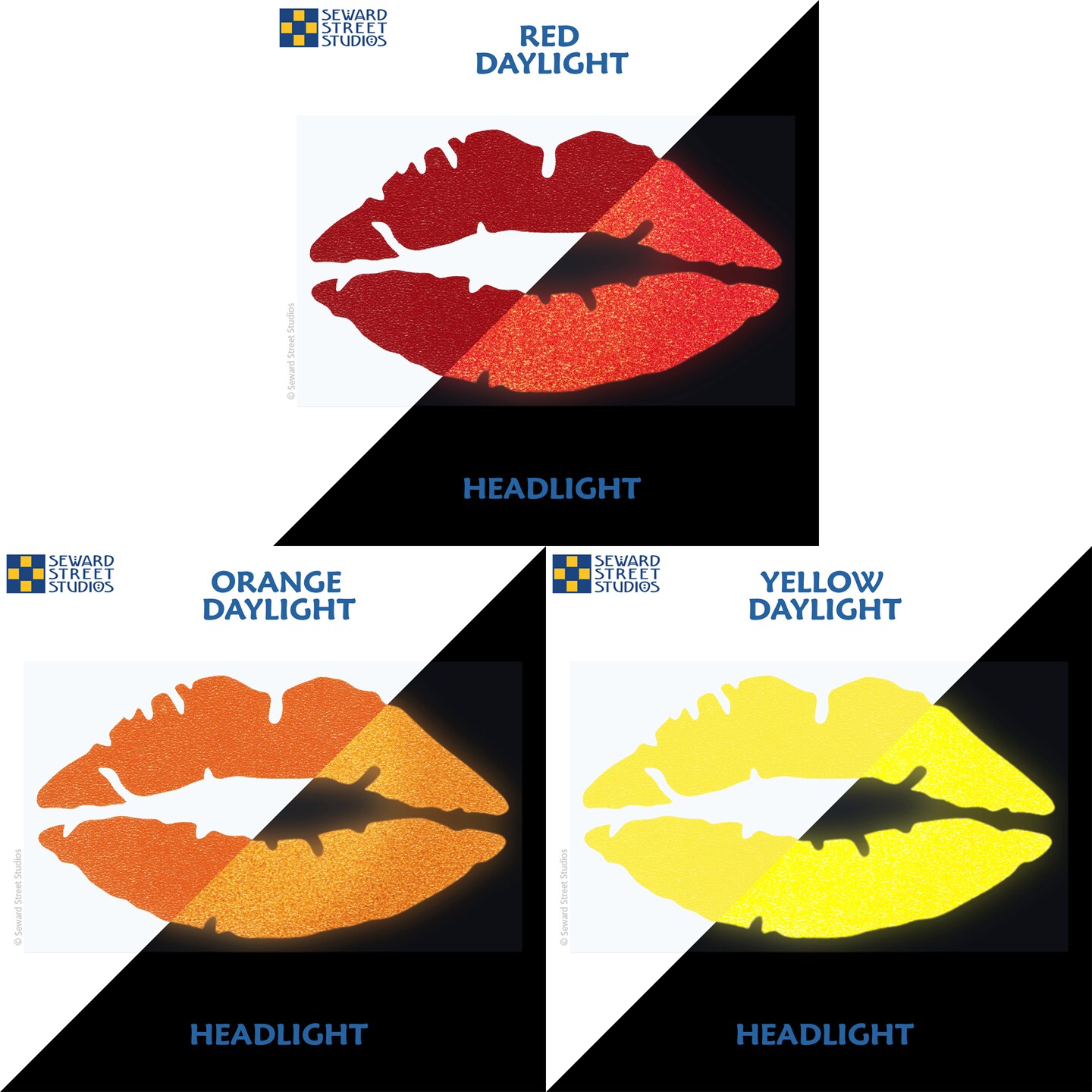 Lips Reflective Decal, Kiss Helmet Sticker, Smack Motorcycle Sticker, xoxo Bike Decal, Lipstick Car Window Safety Transfer 1239R-SZ product 7