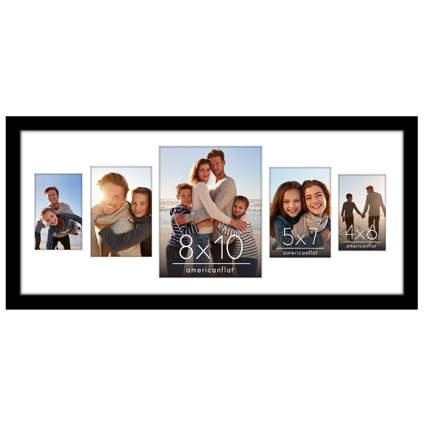 Americanflat 12x28 Collage Picture Frame - Fits One 8x10 Photo, Two 4x6 Photos, and Two 5x7 Photos or One 12x28 Photo