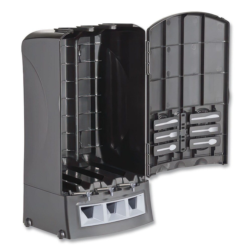 Wego 13.39 in. x 15.75 in. x 23.62 in. Forks/Knives/Spoons Dispenser - Black