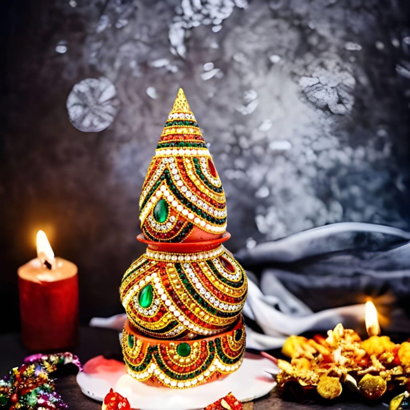 Artificial Mangal Kalash Decorative Nariyal Pooja Kalash Coconut Lota Set Laxmi Ganesha Puja Favor Handicraft Indian Wedding Kalash Temple Item Housewarming Gift